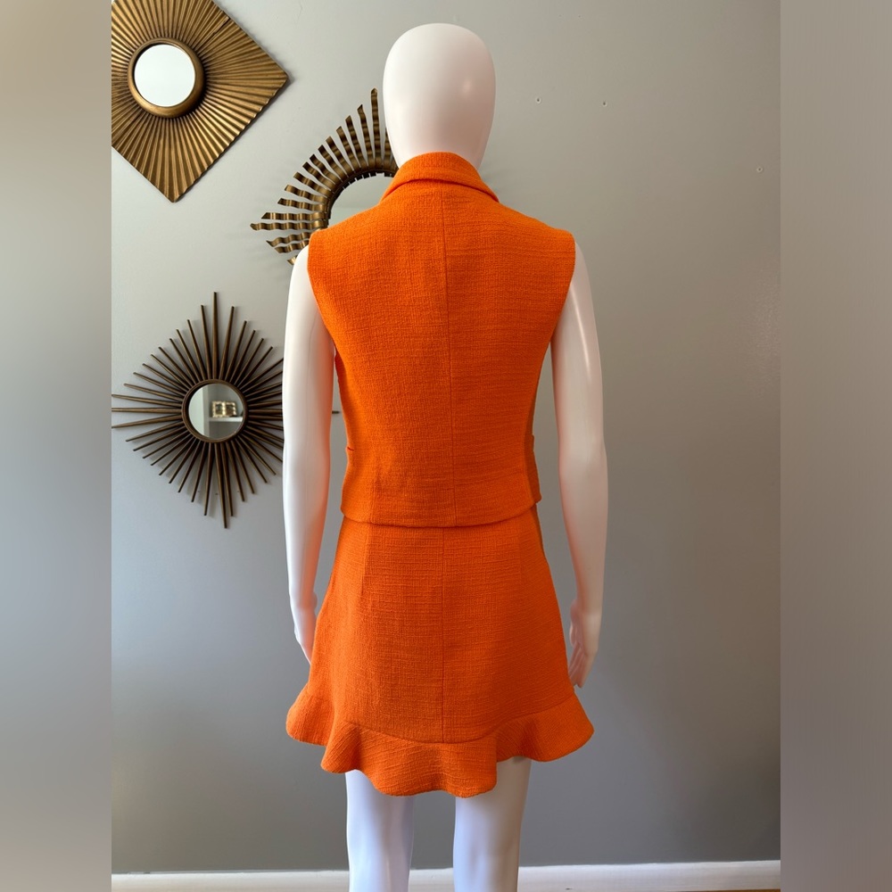 Zara - Orange Textured Vest/Mini Skirt Set - Picture 10 of 13